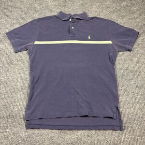 Vintage Polo Ralph Lauren Shirt Men's M Navy Stripe Short Sleeve Polo Preppy